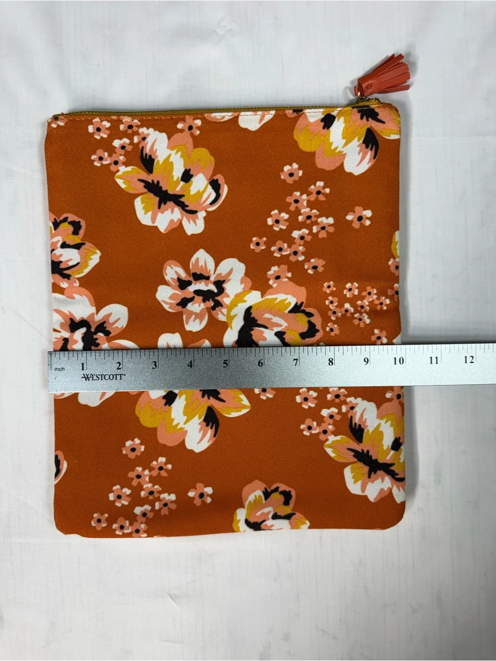 Rachel Pally Rust Floral Zip Pouch with Pink, Yellow, Black, White